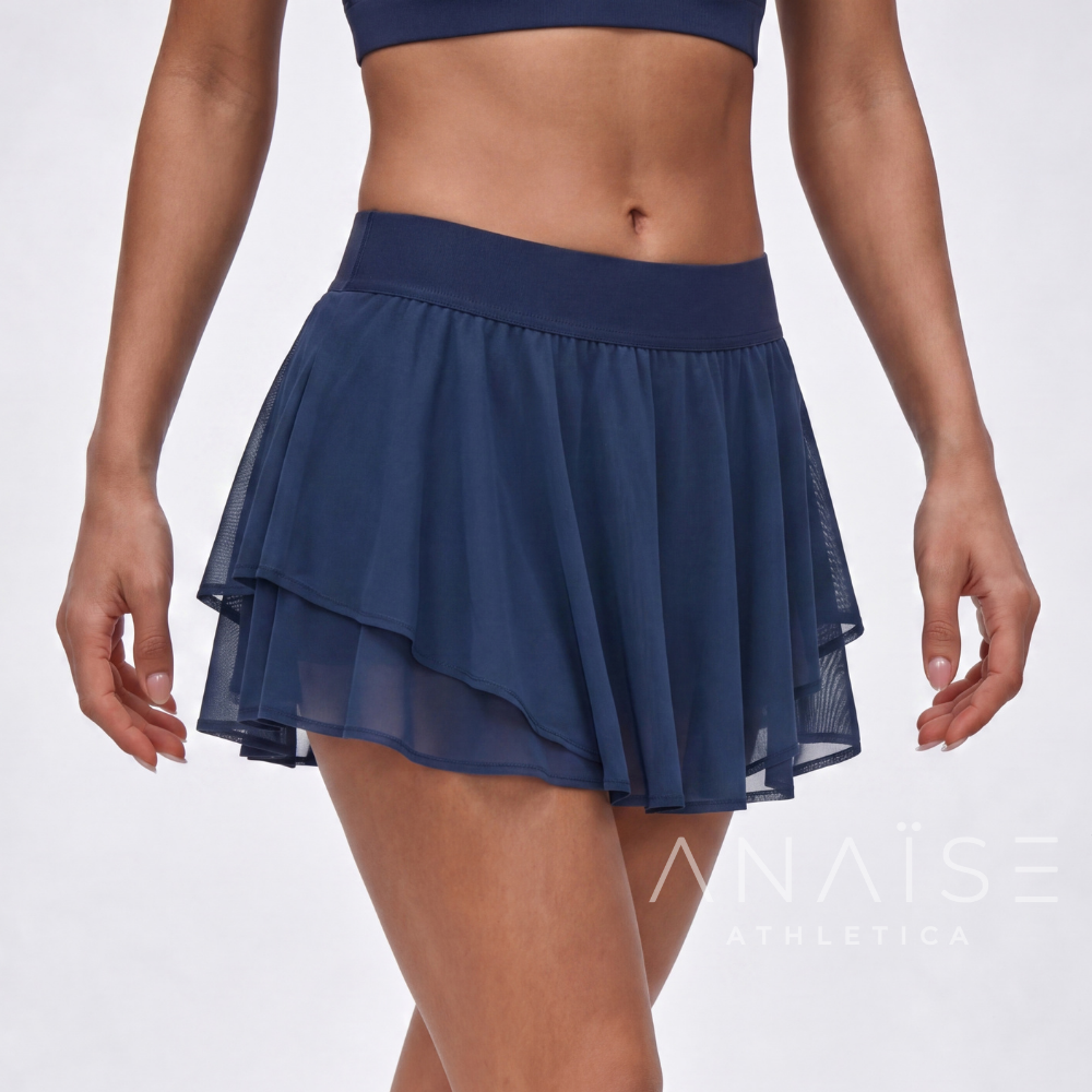 ANAISE - Skirt Layered Mesh Navy - Rok Padel Tennis Skort