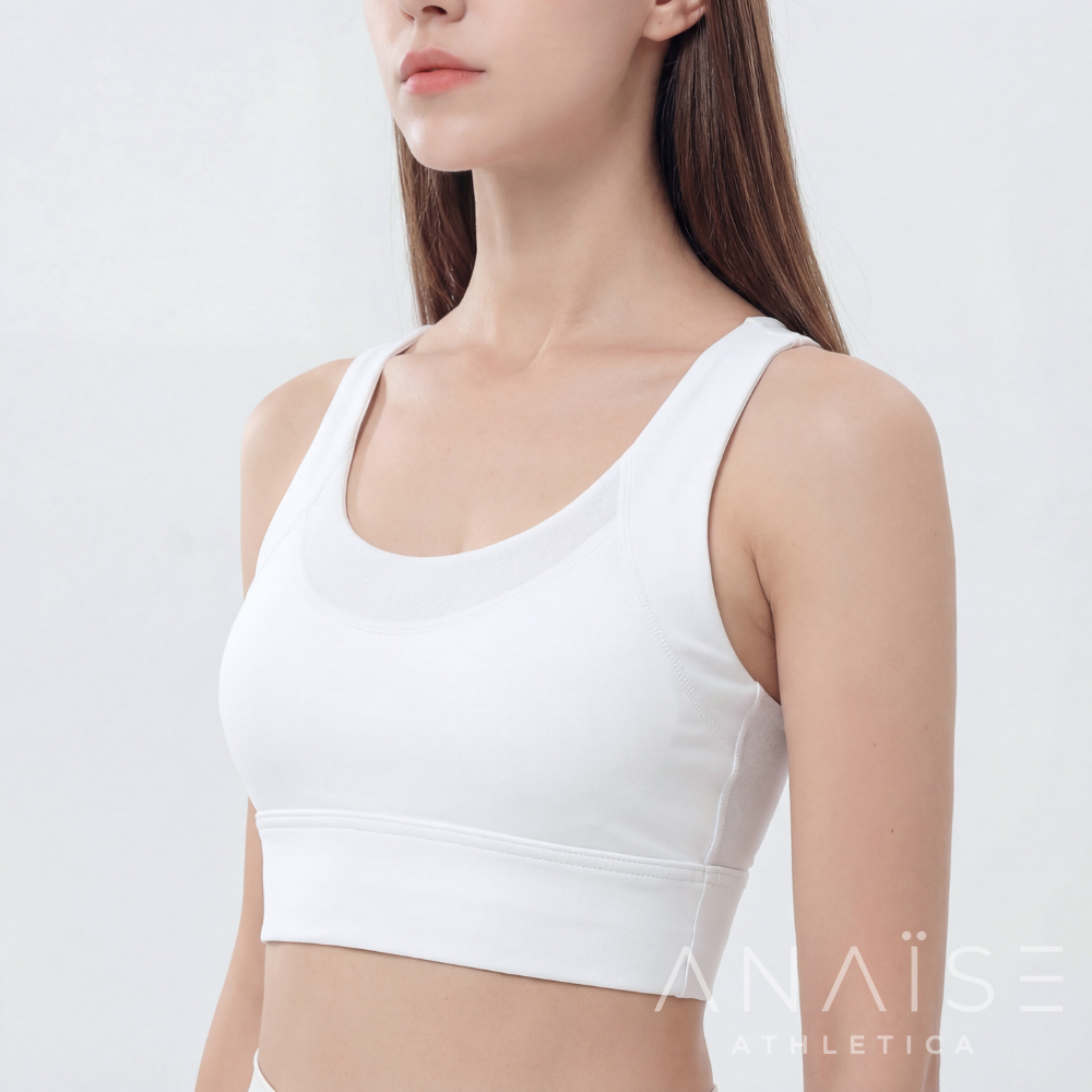 ANAISE - Sport Bra Mesh-Back Scoop White