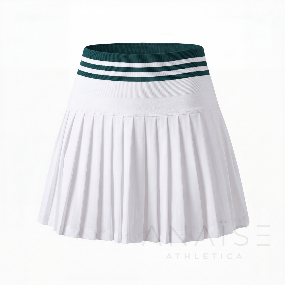 ANAISE - Skirt Classic Tennis Waist-Hug White Green - Rok Padel Tennis Skort