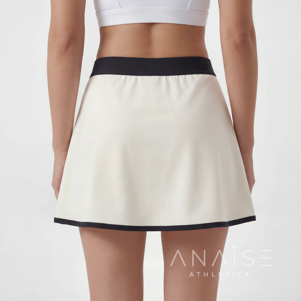 ANAISE - Skirt Two Tone Lines Beige Black - Rok Padel Tennis Skort