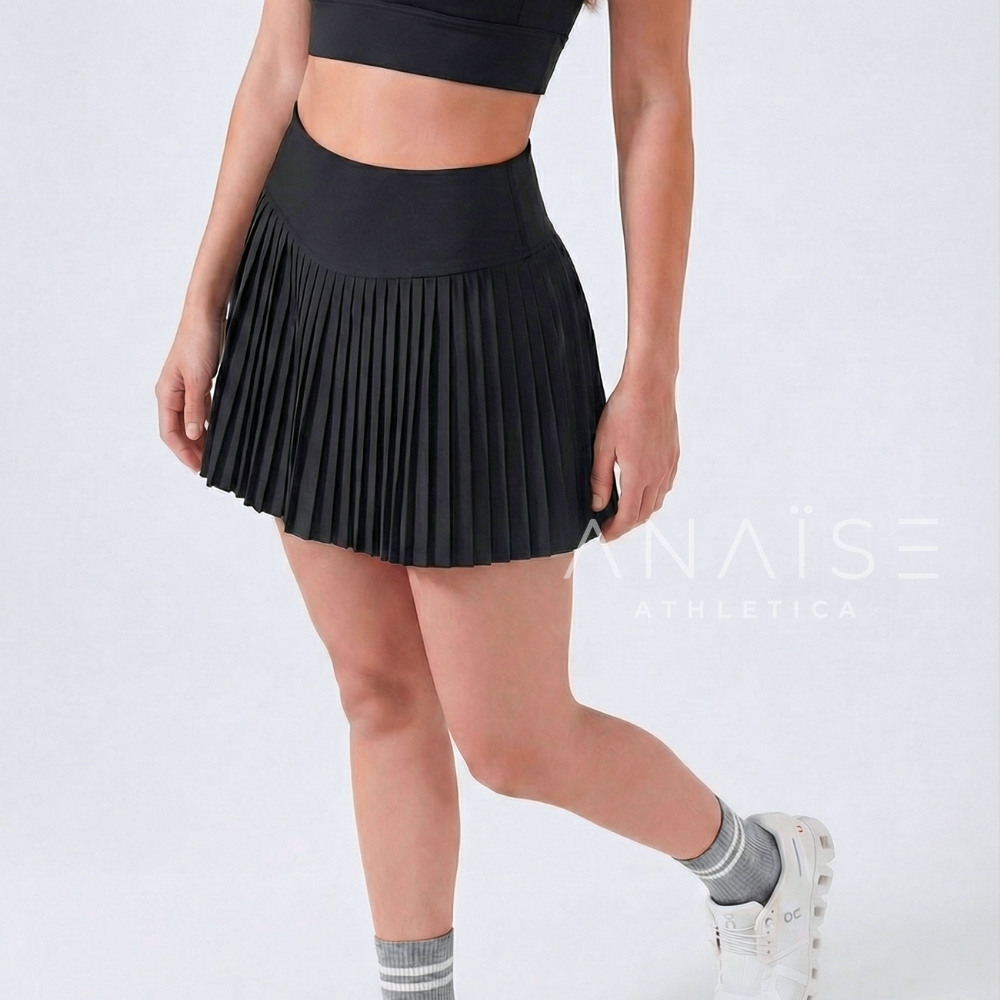 ANAISE - Skirt Classic Pleated Waist-Hug Black - Rok Padel Tennis Skort